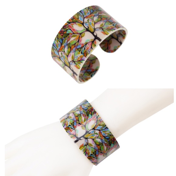 NEW Tree of Life Adjustable Acrylic Bangle Cuff - Picture 11 of 13